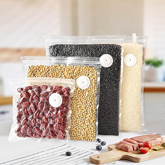 RAIN SPIRIT Reusable Vacuum Sealer Bags for Food, 40 Packs (20 Medium & 20 Small) BPA-Free Food Storage Bags, Leakproof Sous Vide Bags for Freezer, Microwave, Dishwasher Safe, Preserve Freshness