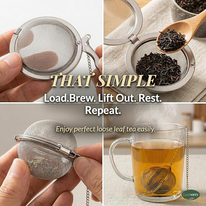 Calico Cat Tea Ball for Loose Leaf Tea, Cute Tea Infuser with 304 Stainless Fine Mesh Tea Ball Strainer & Drip Tray, Leak-Resistant Locking Fit, 6.1in Mug Chain, Gift Box, 1 Pack