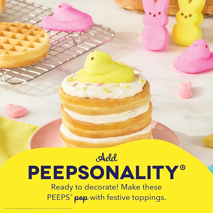 Dash & PEEPS® Mini Waffle Maker- Mini Machine for Creative Homemade Treats - Nonstick Iron with Unique Print Design - Stylish Waffle Machine - Yellow Chick