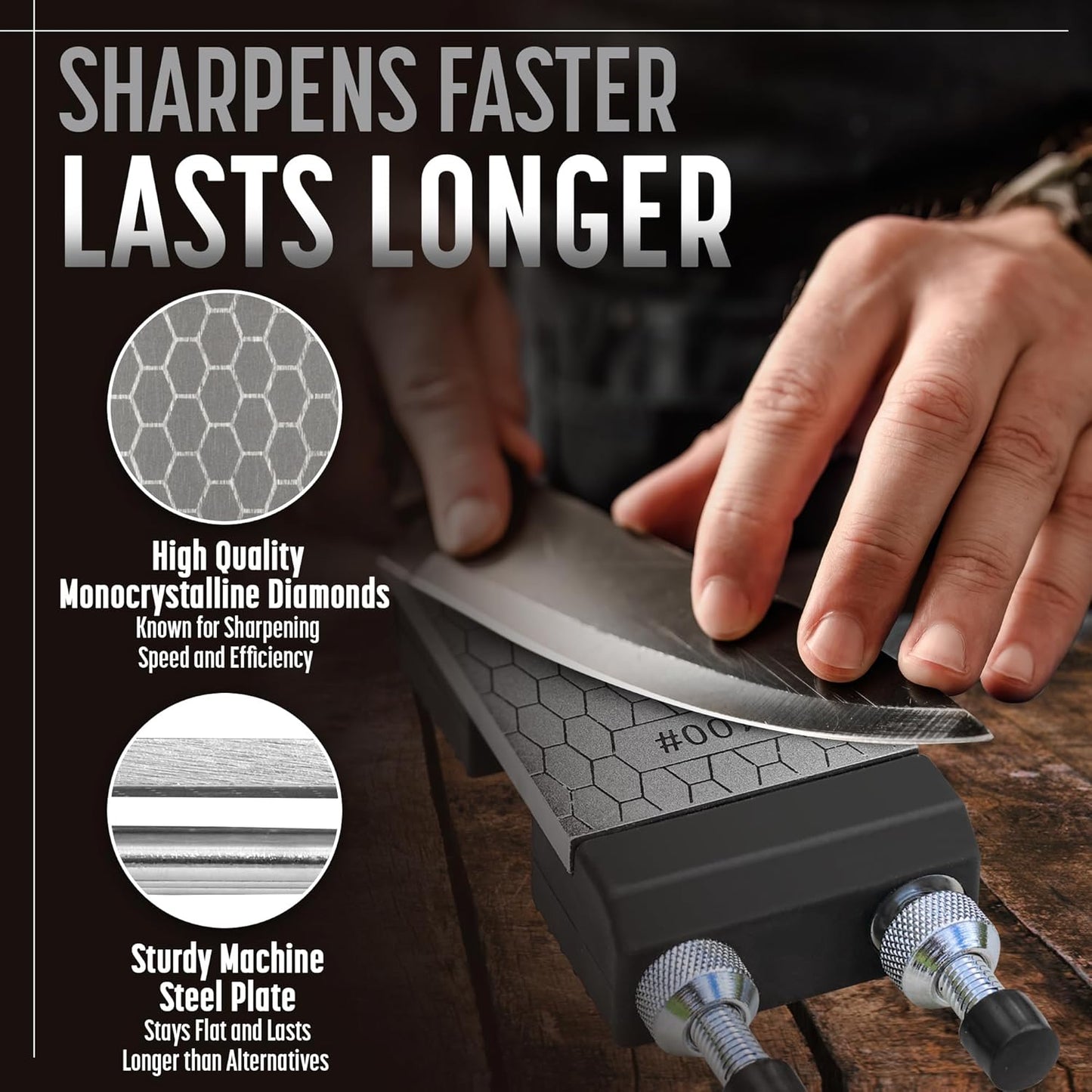 Schaaf Tools Diamond Whetstone Knife Sharpener Complete Kit with Adjustable Base, 2-Sided 400/1000 Grit Diamond Sharpening Stone Set with Chisel Honing Jig & Angle Guide for Knives, Woodworking Tools