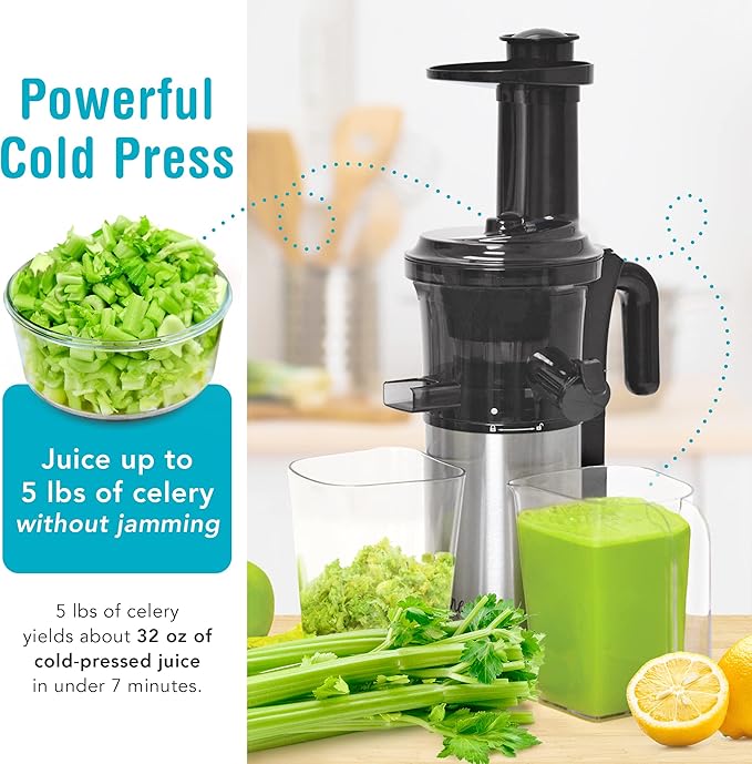 Shine Kitchen Co SJV-107-A Cold Press Slow Masticating Juicer, Stainless Steel