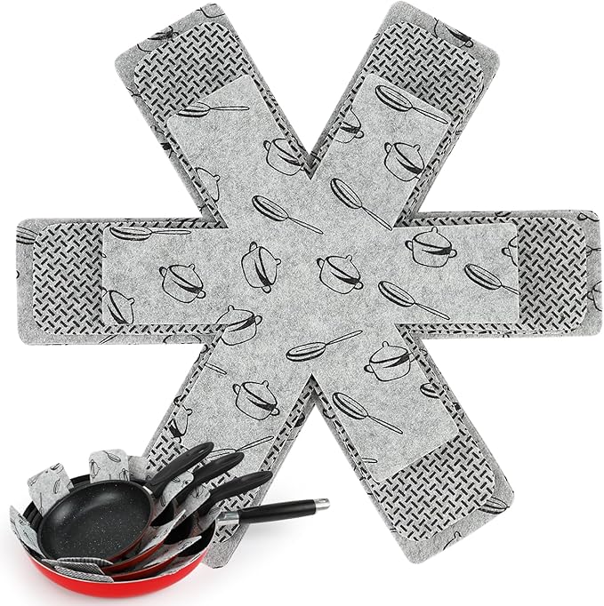 BOYAN Pot and Pan Protectors for Stacking, Set of 6 & 3 Sizes, Felt Pan Separators Dividers Pads for Space Saving, Pot Protectors for Stacking and Protecting Your Cookware