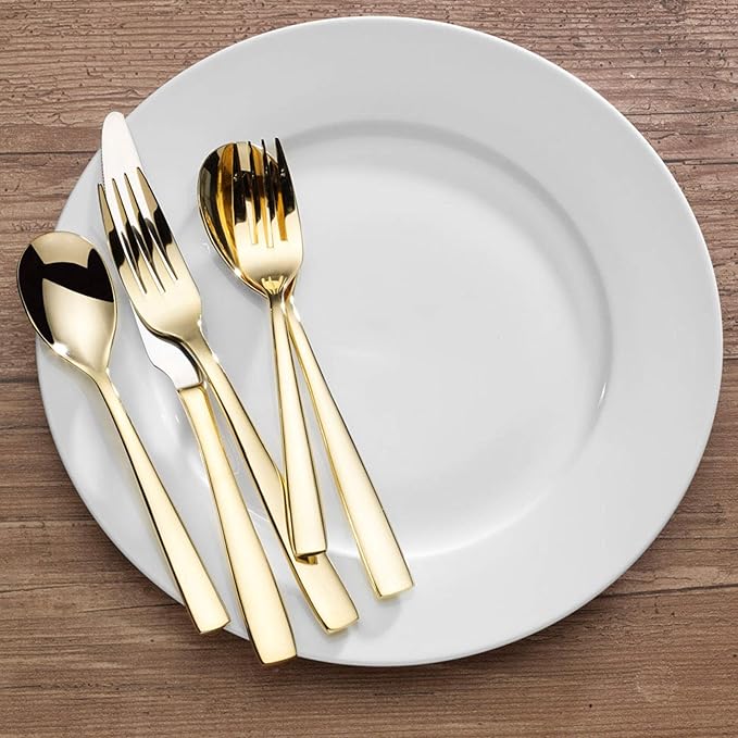 Mikasa Delano Gold Plated 20-Piece Stainless Steel Flatware Set, Service for 4