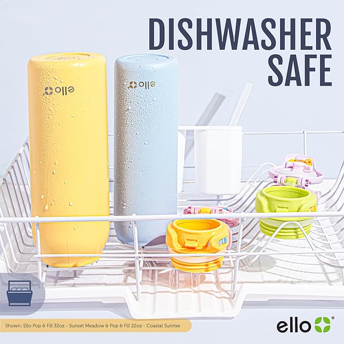Ello Pop & Fill 40oz Stainless Steel Water Bottle with Quick Fill Technology, Double Walled and Vacuum Insulated Metal, Leak Proof Locking Lid, Sip and Chug, Reusable, BPA Free, Pastel Paradise