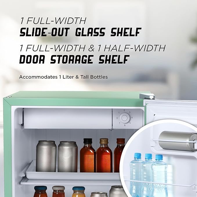 ICEBOX 1.7 Cu. Ft. Compact Refrigerator, ENERGY STAR Certified Small Refrigerator, Single Door Mini Fridge with Chiller Compartment, R600a Refrigerant, IBCR17MNT, Mint Green