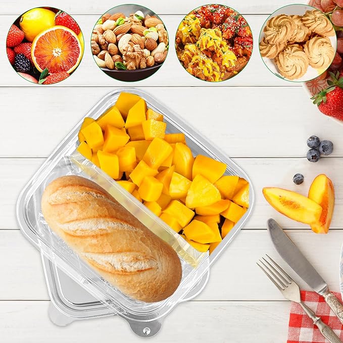 Haawooky 30 Pack Bento Snack Containers,2 compartments Lunchable Containers with Lids,Divided Food Containers for School, Work and Travel