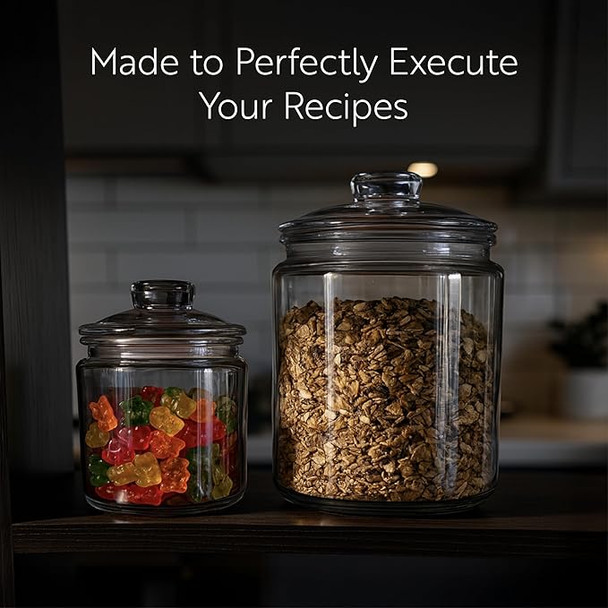 Restaurantware Glass Storage Containers - 1 Count 6 Liter Airtight Kitchen Canisters - Pantry Jars With Lids For Food - Clear Crystal Glass