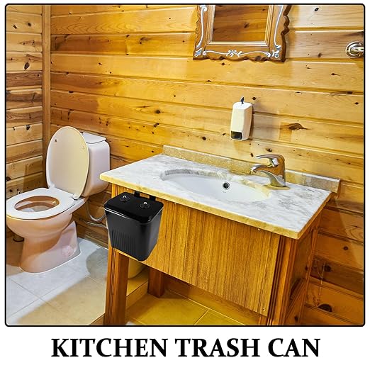 BESTOYARD Kitchen Trash Can Dual Compartment 9l Black Plastic Waste Basket with Lid for Bathroom Cabinet Hanging Compost and Recycling Bin Indoor Home Use