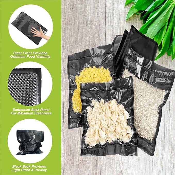 15" x 20" Vacuum Seal Bags Black and Clear, Precut Vacuum Sealer Bags for Food Storage, Heavy Duty Commercial Grade 5 Mil Vacuum Bags, 50 Count