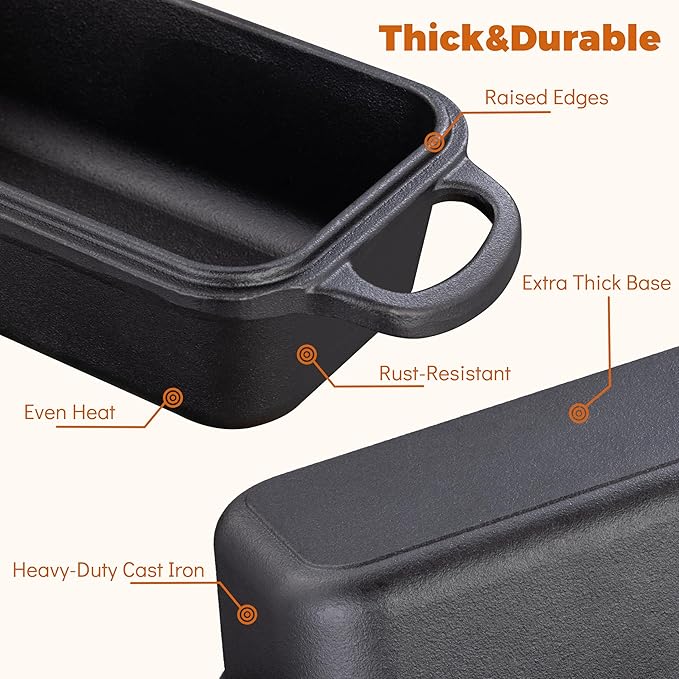 GRMImosa 2 in 1 Cast Iron Bread Loaf Pan with Lid, Loaf Pans for Baking Bread 9x5 Inch, Even Heat Distribution for Meatloaf, Homemade Bread