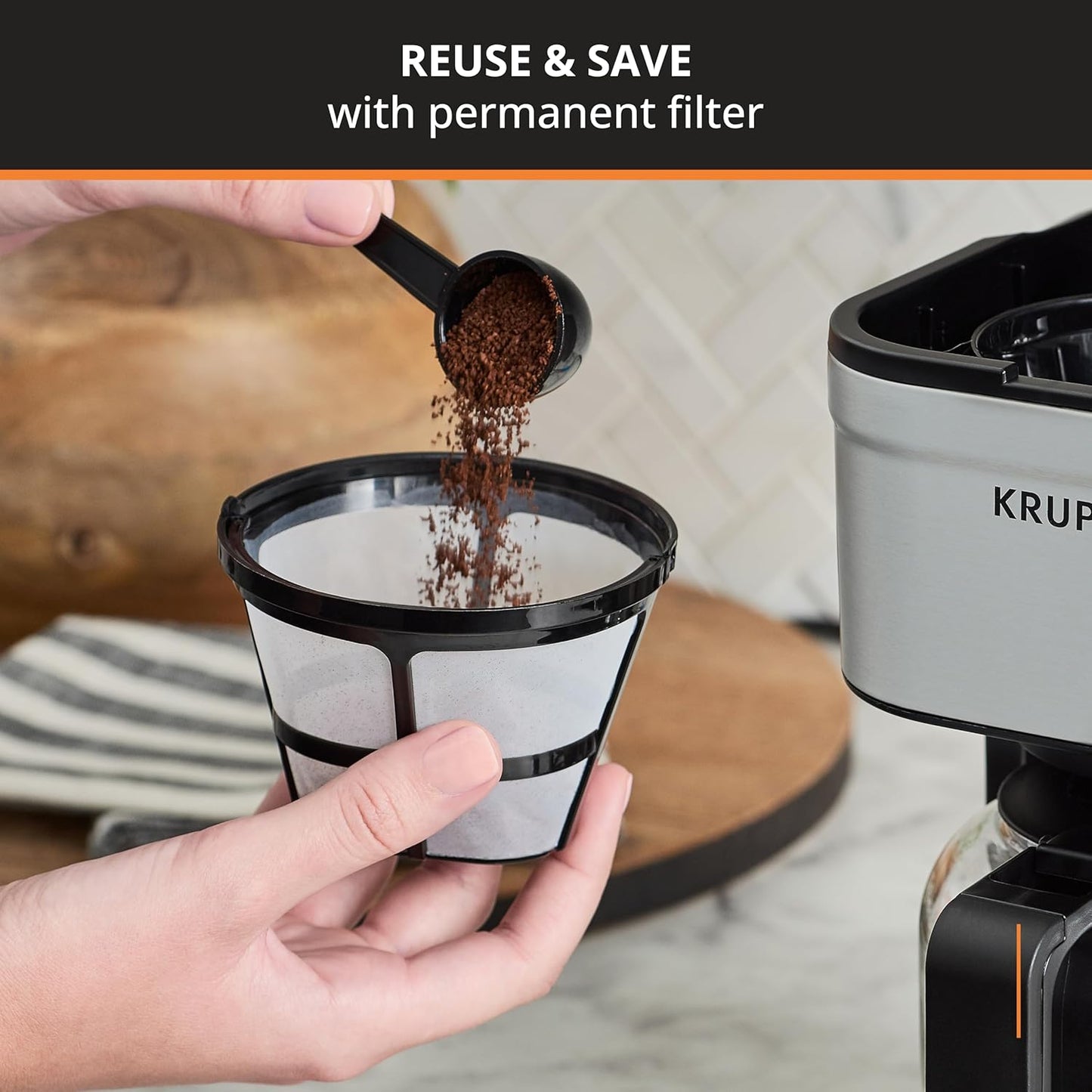 KRUPS Newer Model Drip Coffee Maker, Glass, Silver