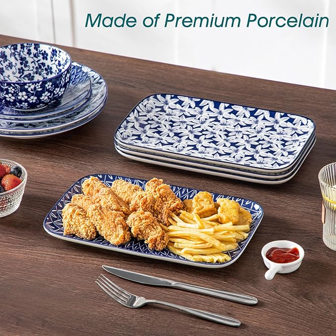 vancasso Porcelain Serving Trays for Party, Serving Platters Set of 4,Serving Dishes for Entertaining, Ceramic Party Trays and Platters for Serving Food, 12" Inch, Series SELENE