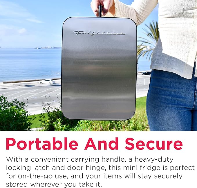 Frigidaire Portable 10L, 15-can Mini Fridge Brushed Stainless Rugged Refrigerator, EFMIS188-SS