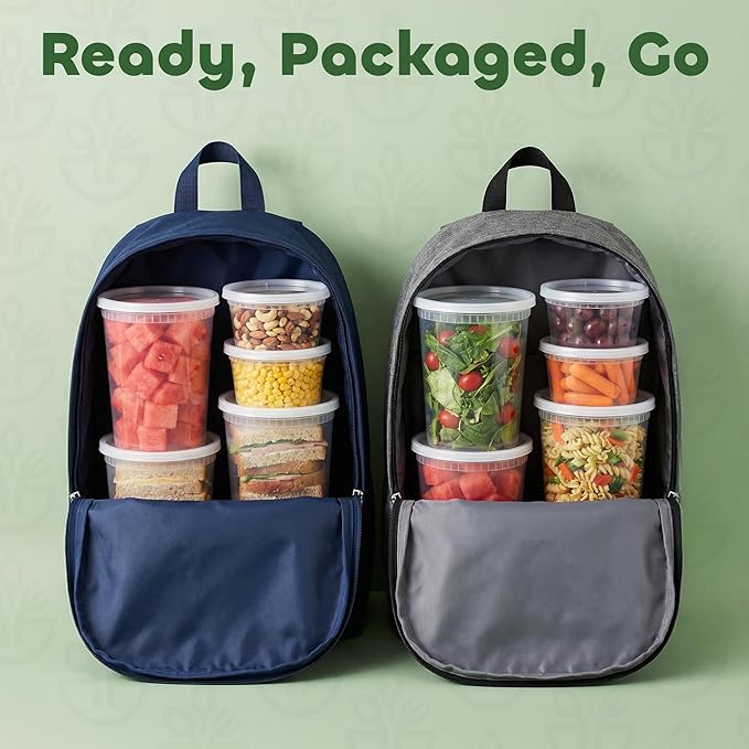 JoyServe Deli Food Storage Containers with Lids - (48 Sets) 24-32 Oz Quart Size & 24-16 Oz Pint Size Plastic Airtight Takeout Meal Prep Storage, BPA-Free, Dishwasher, Microwave Safe