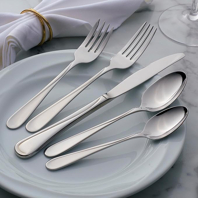 Oneida Silverware Set For 4, Flight Everyday Dinner Knives Flatware Set of 4, Stainless Steel Cutlery Sets, Dishwasher Safe Utensils, Utensil Sets, Butter Knife, 4-Piece Dinner Knife (Silver, 4 Piece)