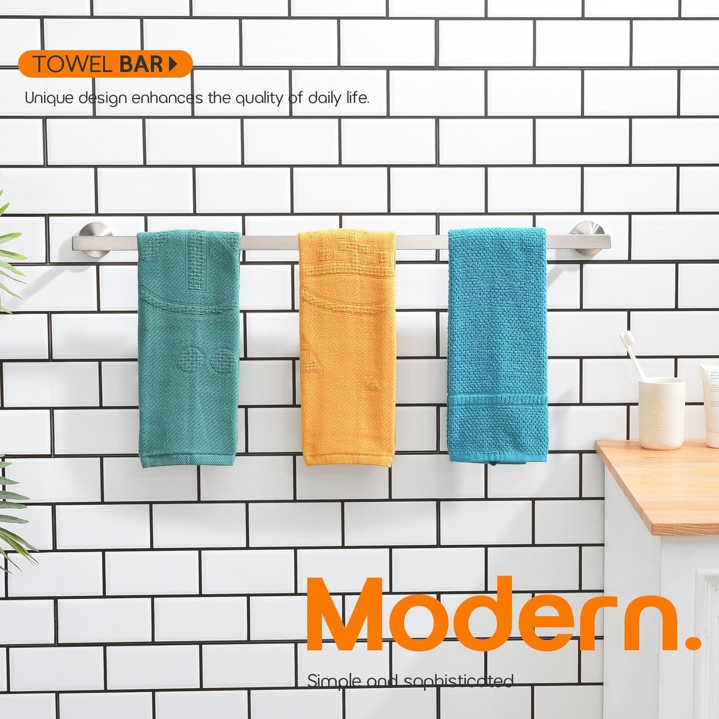 32 Inch Bathroom Towel Bar Bath Towel Rack Kitchen Towel Holder Long Towel Rails Wall Mounted SUS304 Stainless Steel 2 Pack Brushed Nickel AN4001BR-L32-P2