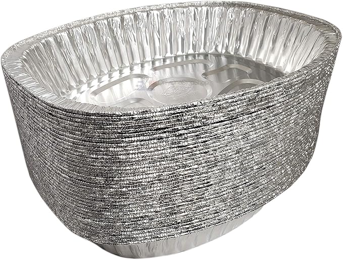 Disposable Oval Roasting Pan - Durable Turkey Roaster Pans Extra Large, Heavy-Duty Aluminum Foil, Deep, Oval Shape for Chicken, Meat, Brisket, Roasting, Baking, Recyclable (10)