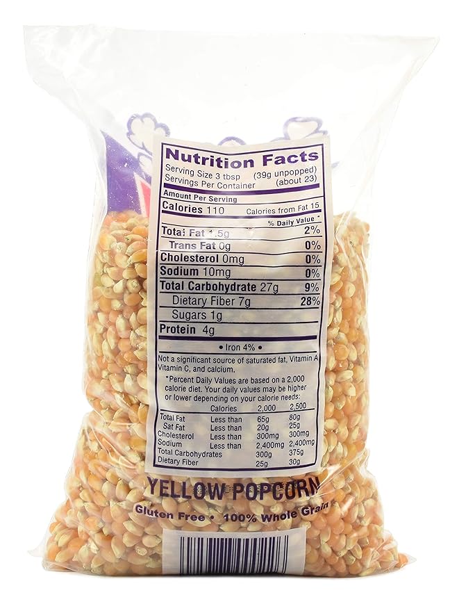 Snappy Yellow Popcorn Kernels for Popping with Popcorn Machine, Air Popper or Stove Top, 2 lb Bags, 4 Pack