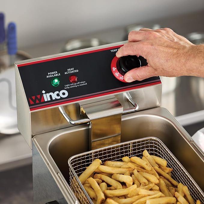 Winco EFS-16 Deep Fryer, electric, countertop single well, Silver, 16.14 x 9.65 x 13.58 inches
