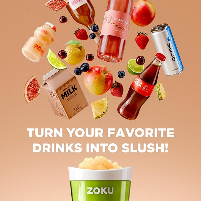 ZOKU Jumbo Slush and Shake Maker, Compact Make and Serve Cup with Freezer Core Creates Single-Serving Smoothies, Slushies and Milkshakes in Minutes, BPA-Free, Bright Blue