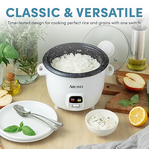 AROMA® 6-Cup (Cooked) / 1.5Qt. Bonded Granite® Rice & Grain Cooker, ARC-863NG