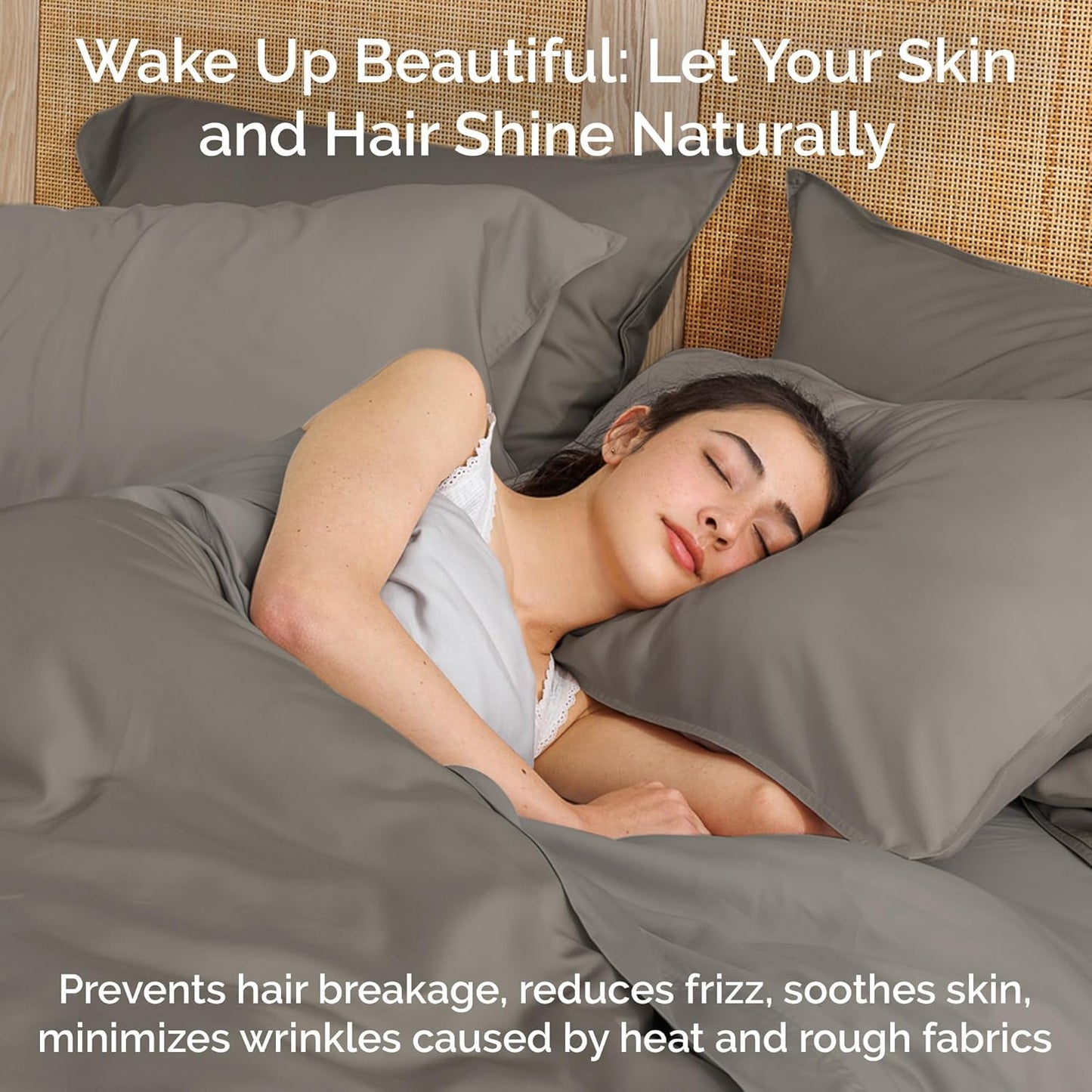 100% Viscose from Bamboo Sheets California King Size, Super Soft Bedding Set, 4PC Cooling Sheets for Hot Sleepers, Vegan Silk Moisture Wicking, Organically Grown Bedsheet, Sand - 72" x 84"