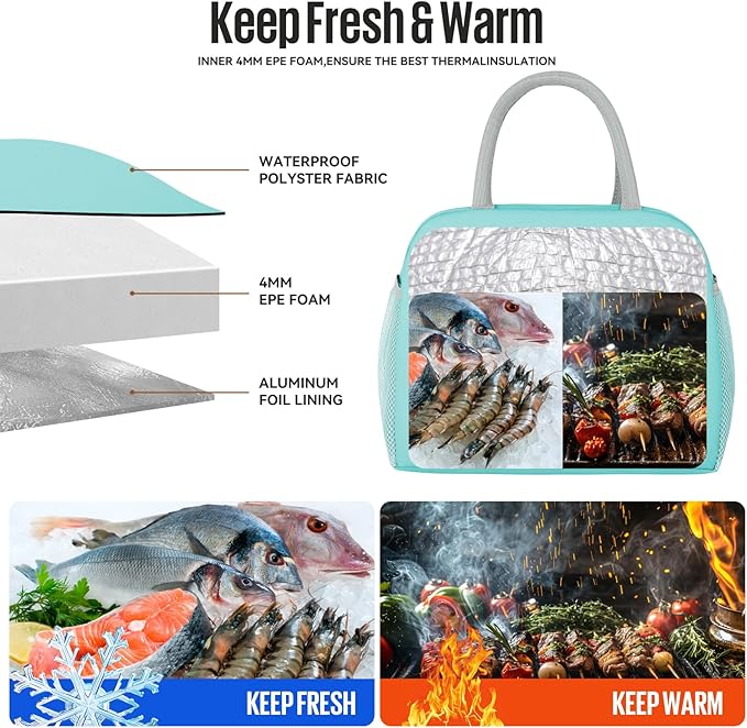douyadady Lunch Bag Women/Men Lunch Box Women/Men (Cyan)