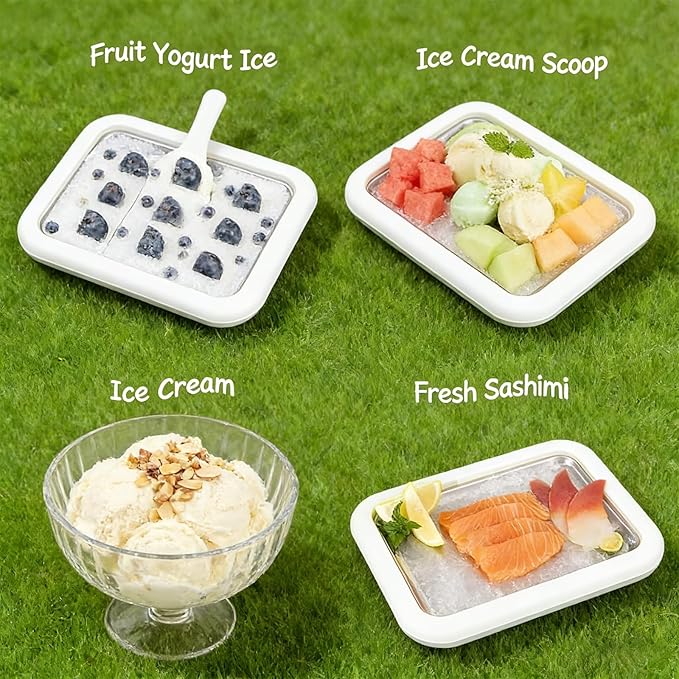 Rolled Ice Cream Maker, New Homemade Ice Cream Roller Maker, Instant Ice Cream Maker, DIY Fun Family Activity Rolled Ice Cream Tray for Yogurt, Sorbetand and Gelatod with 2 Scrapers(Green)