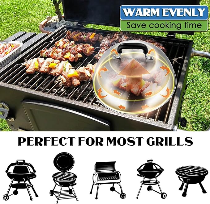 Joyfair 5.5” Smash Burger Press & 12” Cheese Melting Dome, Stainless Steel Hamburger Smasher & Large Basting Cover for Griddle, Non-Stick Grill Presses for Bacon, Meat, Patty, Flat Top Grilling Tools