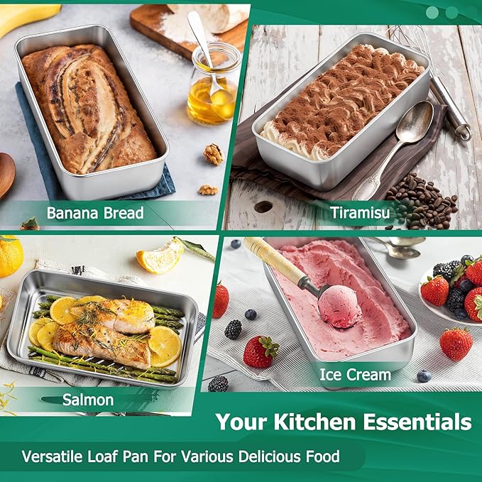 TeamFar Loaf Pans for Baking, 9 x 5 Inch Stainless Steel Loaf Bread Pans Tins for Homemade Bread/Brownies, Healthy & Sturdy, Oven & Dishwasher Safe - Set of 10