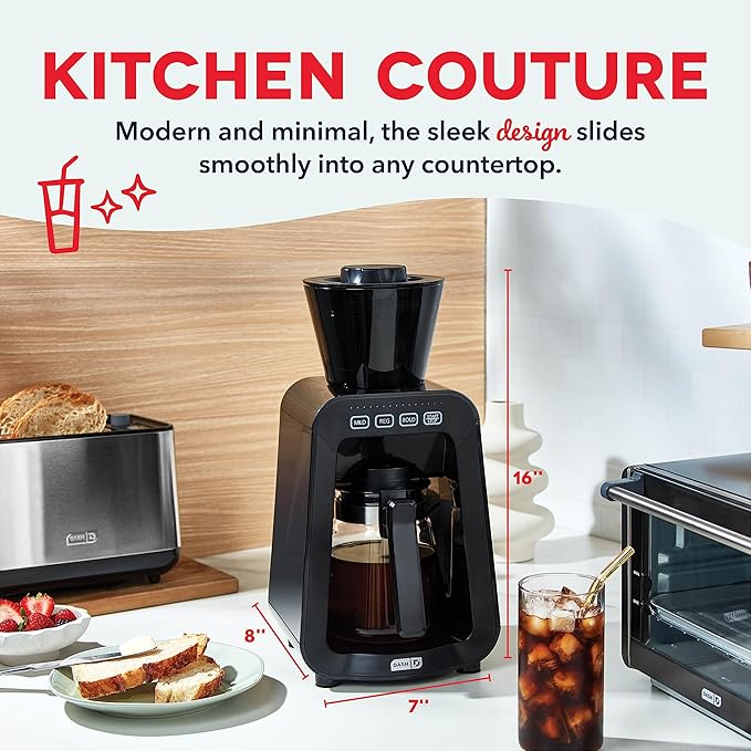 DASH Rapid Cold Brew Maker with VacuPress™ Technology with Glass Carafe for 40 Ounces of Instant Fresh Cold Brew Coffee or Iced Tea