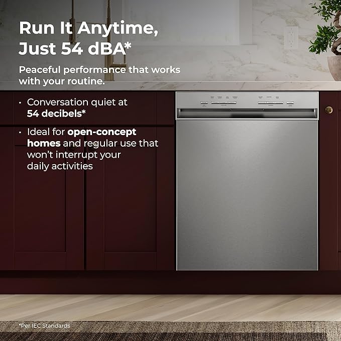 Kenmore 24" Premium Hybrid Tub Dishwasher - UltraWash, MoreSpace Adjustable Rack, High Temp & SmartWash - 12 Place Settings - 54 DBA - ENERGY STAR Certified - Fingerprint Resistant Stainless Steel