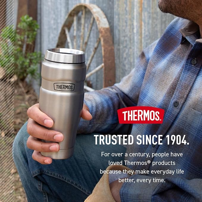 THERMOS Stainless King Vacuum-Insulated Stainless Steel Tumbler - 16oz, Midnight Blue - Insulated Coffee Tumbler for Hot & Cold Drinks - Leak-Proof & Sweat-Proof for Commuting & Traveling