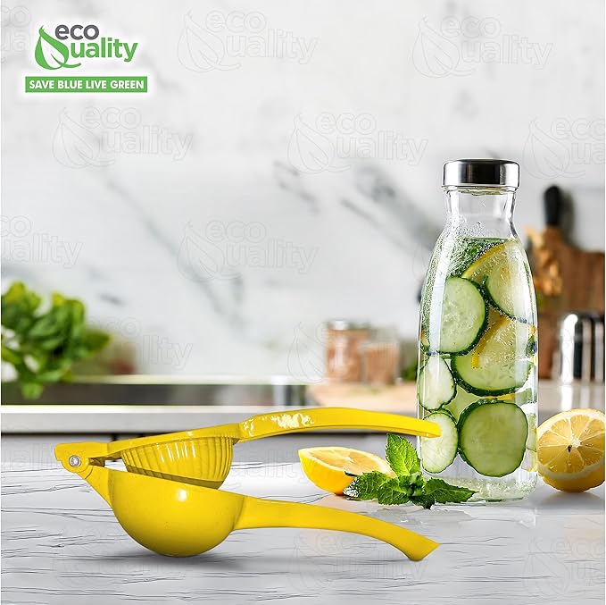 EcoQuality Heavy Duty Handheld Yellow Citrus Juice Squeezer Premium Lemon, Lime & Orange Press for Maximum Extraction Easy to Use, Durable and Rust Resistant Metal Manual Juicer (1)