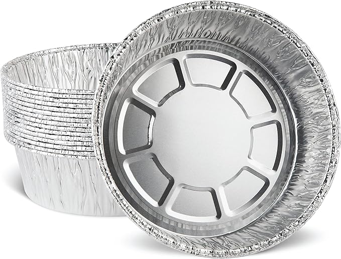 PLASTICPRO 8'' Inch Round Tin Foil Pans Disposable Aluminum, Deep Freezer & Oven Safe - For Baking, Cooking, Storage, Roasting, & Reheating, Pack of 20