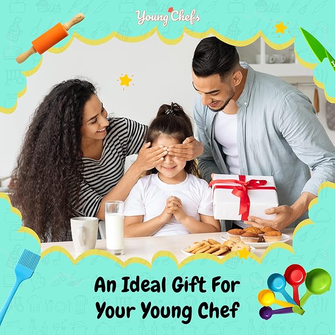 Young Chefs Kids Cooking Sets Real - 19 Pieces Real Baking Set - Easter Gifts for Kids 8-12 Years Cooking and Baking Set for Kids– Giftable Sets for Girls and Boys