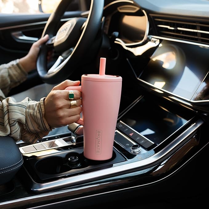 BrüMate Era 20 oz Tumbler with Handle and Straw | 100% Leakproof Insulated Tumbler with Lid and Straw | Made of Stainless Steel | Cup Holder Friendly Base | 20oz (Matte Black)