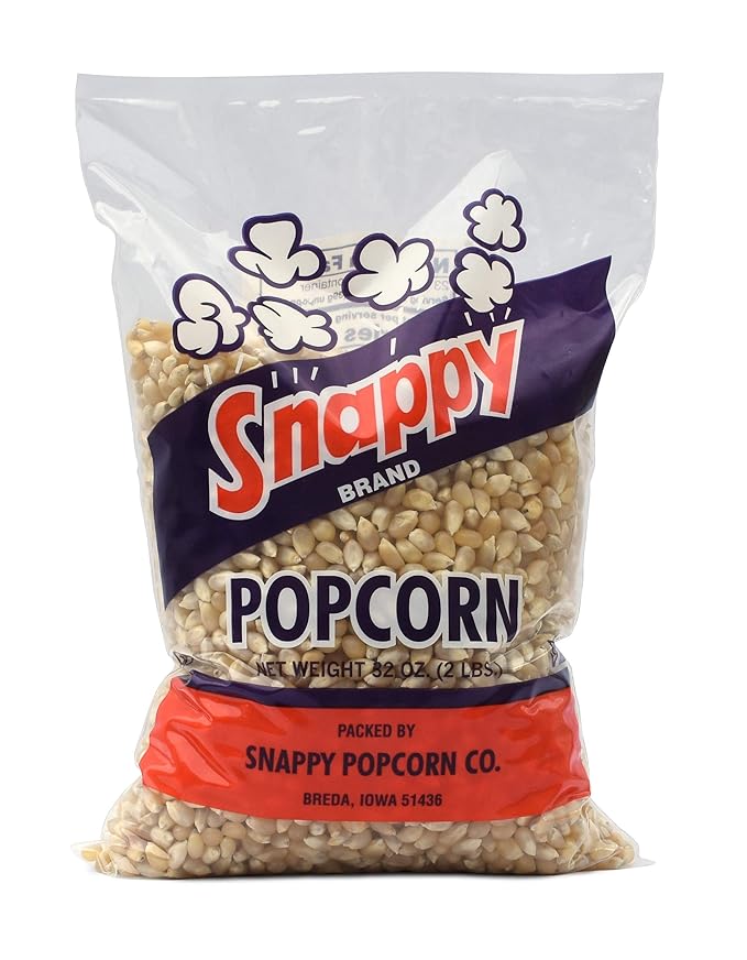 Snappy White Popcorn Kernels for Popping with Popcorn Machine, Air Popper or Stove Top, 2lb Bags, 12 Pack