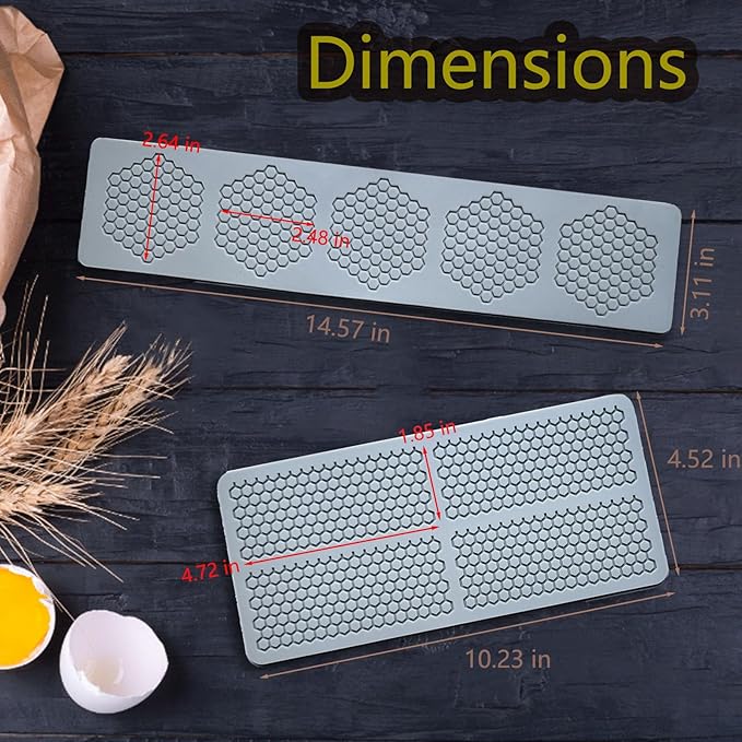 4PCS Honeycomb Mold,Tuile Molds Silicone Honeycomb Baking Mold,Beehive Mold Silicone Fondant Molds 3D Beehive Candy Silica Molds,Chocolate Mold Set Sugar Bees for Cake Decorating