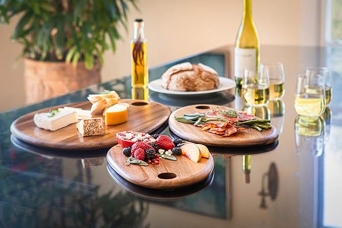PICNIC TIME NCAA Washington & Lee Generals Pebble Acacia Charcuterie Board 18" x 15", Cheese Board, Wood Serving Platter, (Natural Acacia)