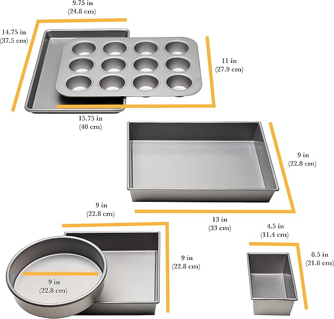 Chicago Metallic Commercial II Non-Stick 6-Piece Bakeware Set, Silver