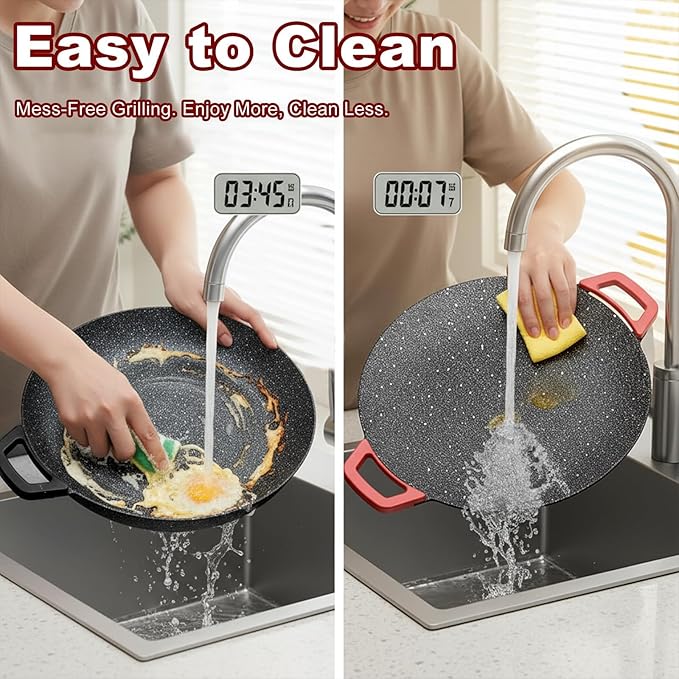 Indoor Smokeless Electric Griddle,Comales Para Tortillas Electricos, Portable Electric Korean Bbq Grill,Round Electric Griddle For Bbq, Tortillas, Steaks, Burgers, Pancakes (14.2 in)