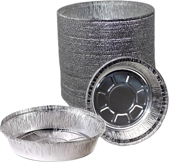 EcoQuality 6" Round Aluminum Foil Pans - Disposable Containers with Foldable Walls for Pie Baking, Cooking, Serving, Reheating, and Storing - Freezer and Oven Safe Tart Pan 300 Pack