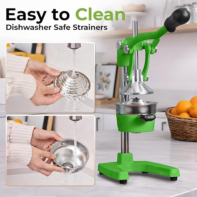 Zulay Kitchen Cast Iron Juicer - Heavy Duty Manual Juicer with Detachable Strainers for Easy Cleaning, Orange Juice Press for Citrus Fruits, Perfect for Bartenders, Juice Lovers & Health Enthusiasts