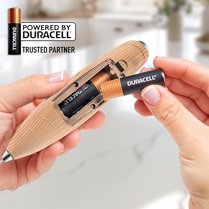 Zulay Kitchen Powerful Milk Frother Wand With 4 AA Duracell Batteries - Ultra Fast Handheld Drink Mixer - Electric Whisk Foam Maker for Coffee, Lattes, Cappuccino, Matcha & Creamer - Maple