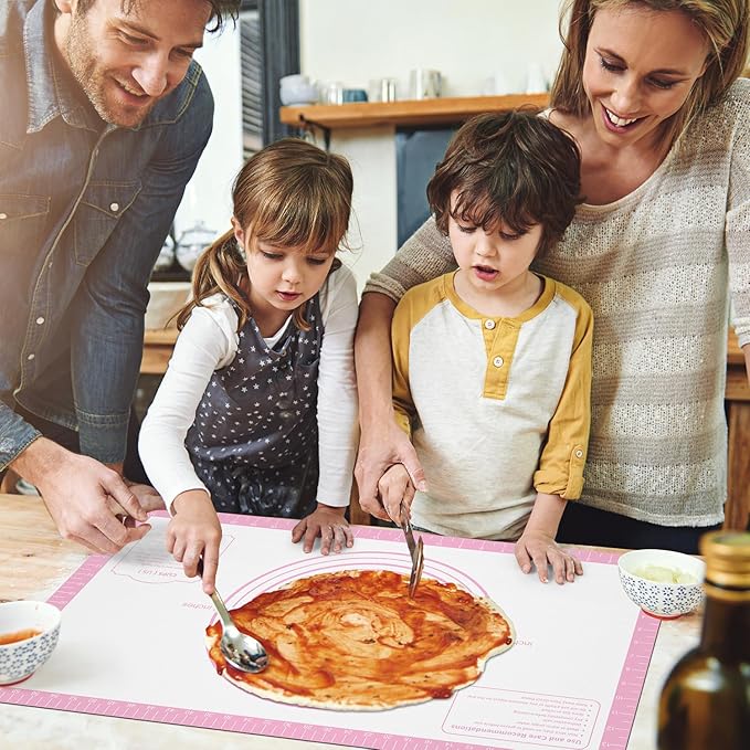 Non-stick Silicone Pastry Mat, Silicone Baking Mat with Measurements, Kitchen Counter Mat, Dough Rolling Mat, Oven Liner, Fondant Mat, Pie Crust Mat Silicone Bread Mat