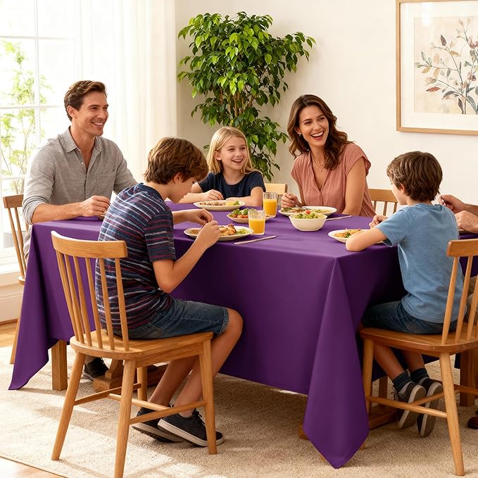 10-Pack Purple Tablecloths for Rectangle Tables, 54 x 108 Inches, Stain-Resistant Polyester Fabric for 6 Foot Tables - Washable Table Covers for Weddings, Banquets, Birthday Parties, Events
