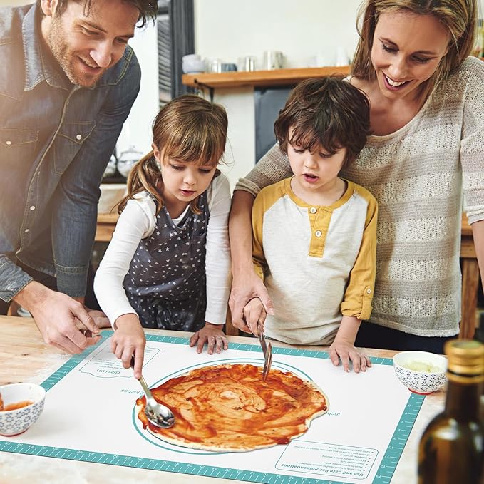 Non-Stick Silicone Pastry Mat, Silicone Baking Mat - Dough Mat for Rolling, Silicone Mat for Baking Cookies Macarons Bread, Extra Large 26 x 16 Inch