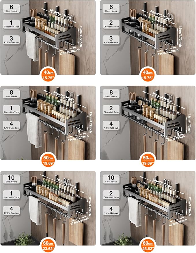utensil hanger, wall mounted kitchen rail with hooks, waterproof hooks for kitchen utensils, easy installation without drilling (23.6 inches, Cups, 2)