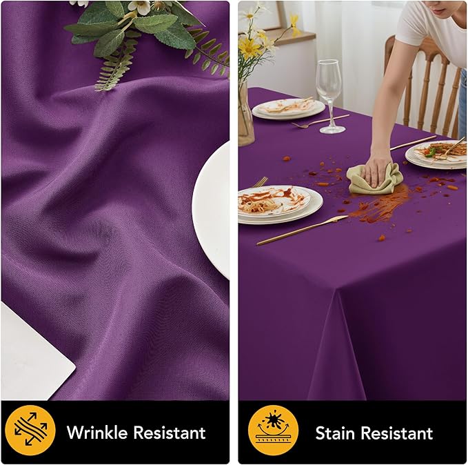 10-Pack Purple Tablecloths for Rectangle Tables, 70 x 108 Inches, Stain-Resistant Polyester Fabric for 6 Foot Tables - Washable Table Covers for Weddings, Banquets, Birthday Parties, Events